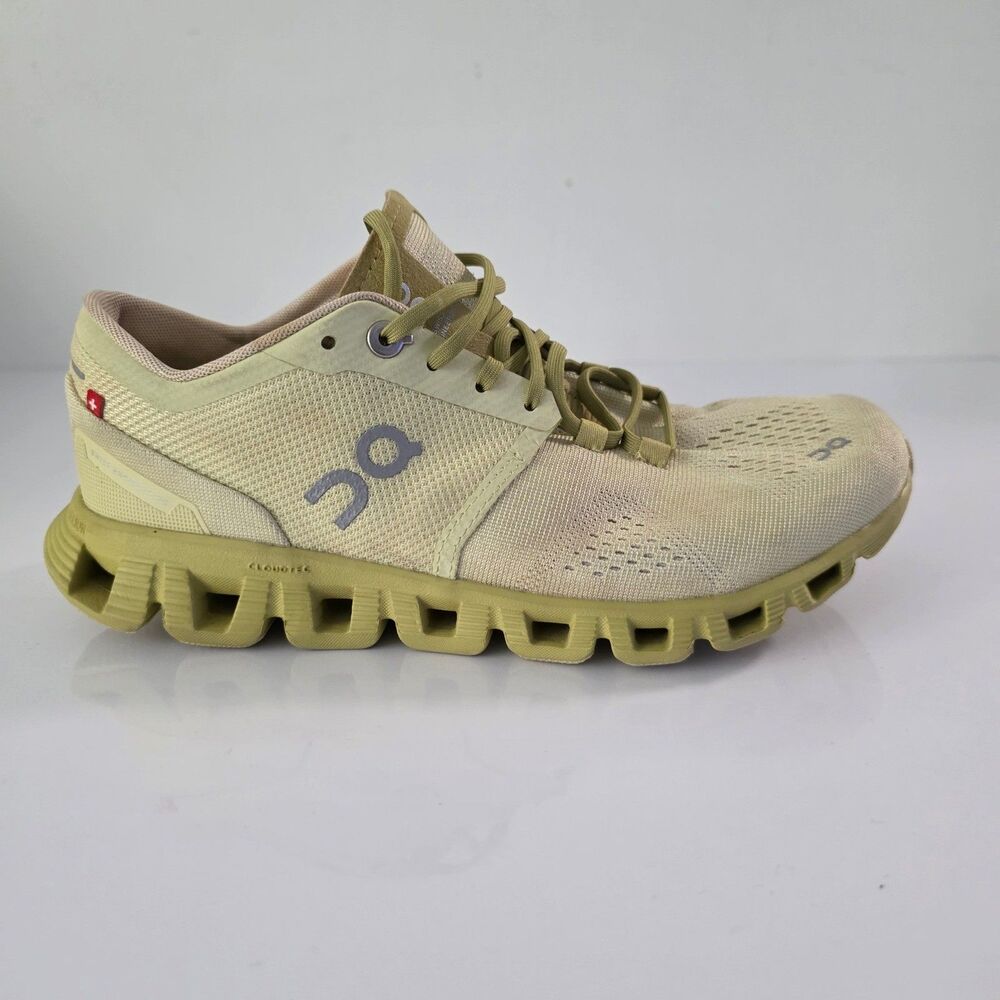 On Cloud X Running Shoes Hay Dust Yellow Mesh Athletic Sneakers Womens 6.5